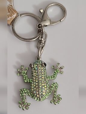 Frog Keychain Fob Purse Bag Charm Nwt Rhinestones AB Crystals Animal